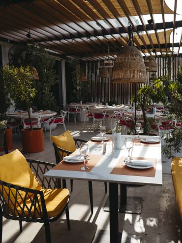 Hideout Al Barari restaurant Dubai with open-air seating